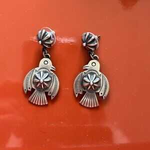 Sterling Silver T-bird Earrings by Navajo-Hopi Artist Curtis Pete